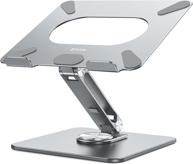 BESIGN LSX7 Laptop Stand with 360° Rotating Base, Ergonomic Adjustable Notebook Stand, Riser Holder Computer Stand Compatible with Air, Pro, Dell, HP, Lenovo More 10-15.6" Laptops (Gray) - Image 1